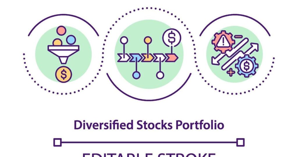 A diversified investment portfolio concept with cash, bonds, and equity charts illustrating how diversification affects lump-sum investing decisions